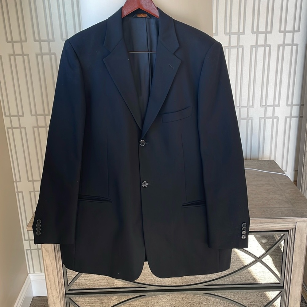 Giorgio Zillioni Men’s Black 2 Button Suit Size 45 Regular Pants are 37 waist